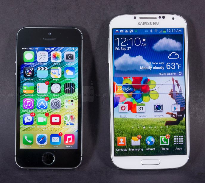 Iphone 5 VS Samsung S4 Size